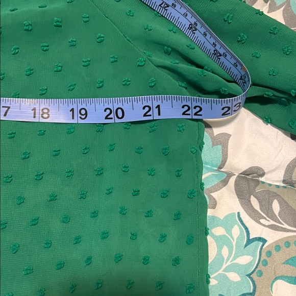 J. Crew Emerald Green long sleeve Clip Dot Blouse Large - Picture 5 of 9